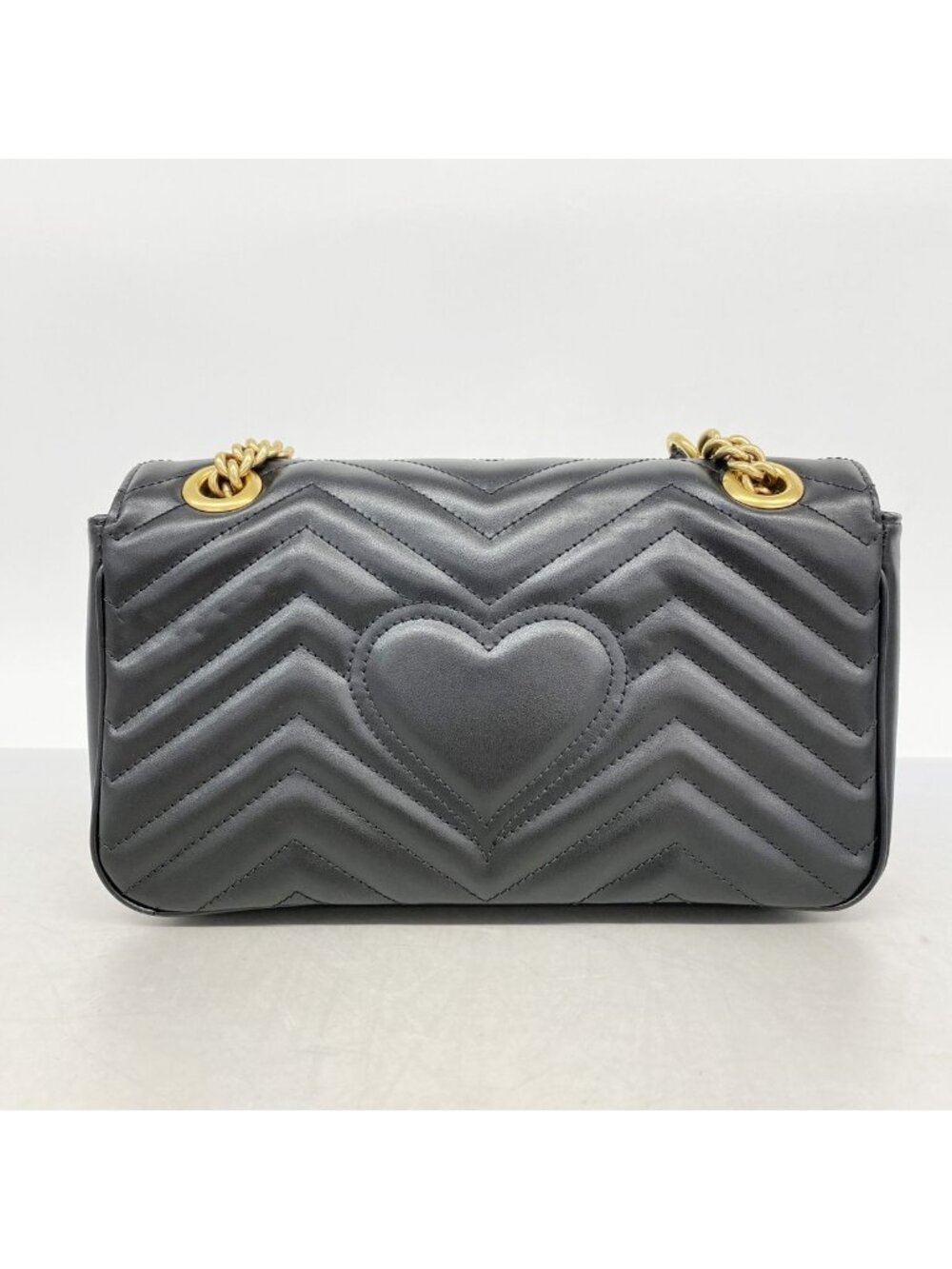 Gucci Shoulder Bag GG Marmont Leather Black Gold - Picture 12 of 12